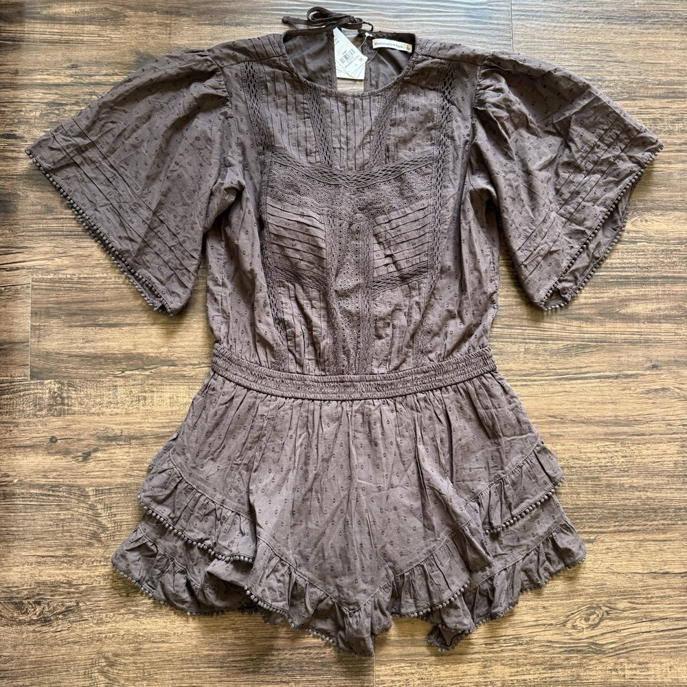 NWT Abercrombie & Fitch Brown Eyelet Dress
